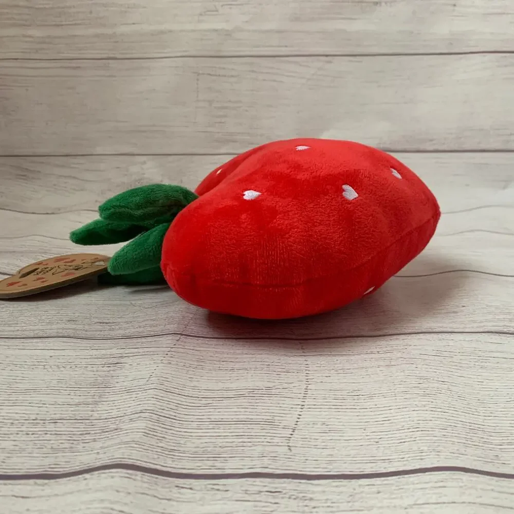 Pally Paws Red Heart Shaped Strawberry Plush Dog Toy with Embroidered Hearts 10